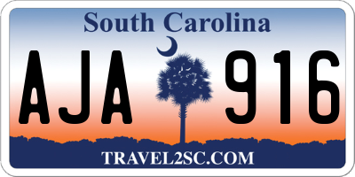 SC license plate AJA916