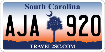 SC license plate AJA920