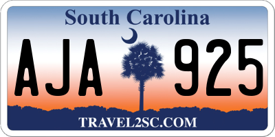 SC license plate AJA925