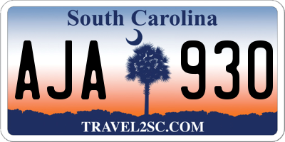 SC license plate AJA930