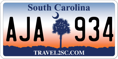 SC license plate AJA934