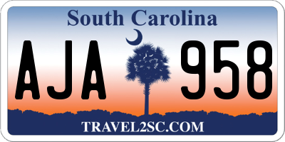 SC license plate AJA958