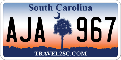 SC license plate AJA967