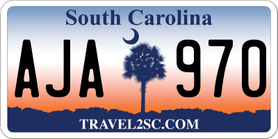 SC license plate AJA970