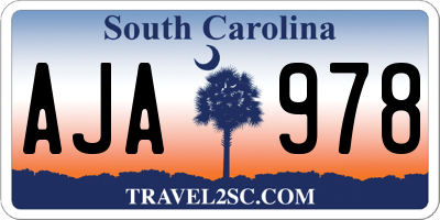 SC license plate AJA978