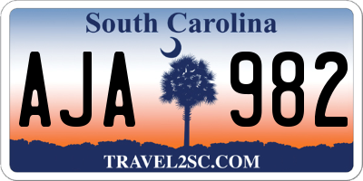 SC license plate AJA982