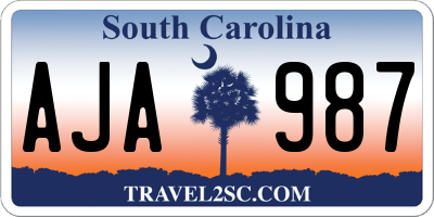 SC license plate AJA987