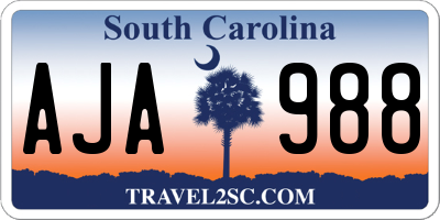 SC license plate AJA988