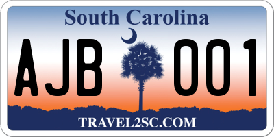 SC license plate AJB001