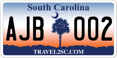 SC license plate AJB002