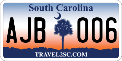 SC license plate AJB006