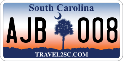 SC license plate AJB008