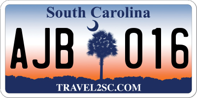 SC license plate AJB016