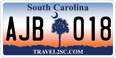 SC license plate AJB018