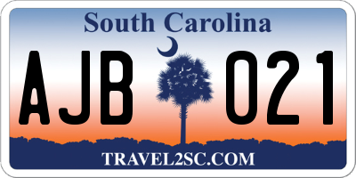SC license plate AJB021
