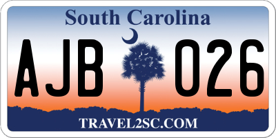 SC license plate AJB026