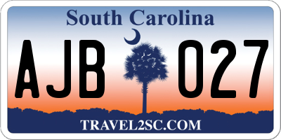 SC license plate AJB027