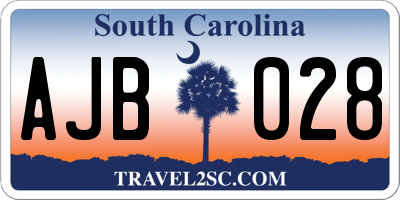 SC license plate AJB028