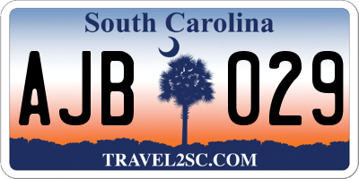 SC license plate AJB029