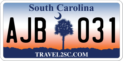 SC license plate AJB031