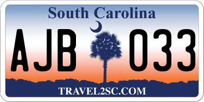SC license plate AJB033
