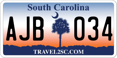 SC license plate AJB034