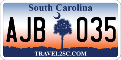 SC license plate AJB035
