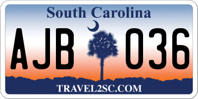 SC license plate AJB036