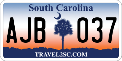 SC license plate AJB037