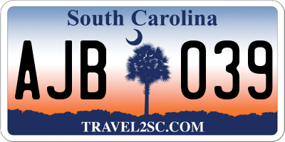 SC license plate AJB039