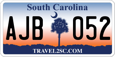 SC license plate AJB052