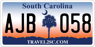 SC license plate AJB058