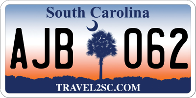 SC license plate AJB062