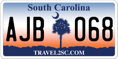 SC license plate AJB068