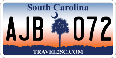 SC license plate AJB072