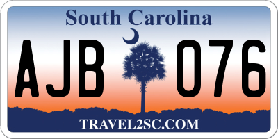 SC license plate AJB076