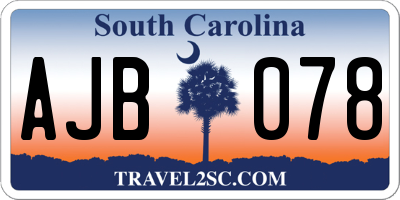 SC license plate AJB078