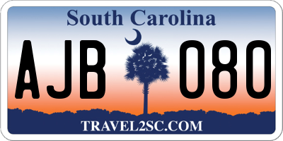 SC license plate AJB080