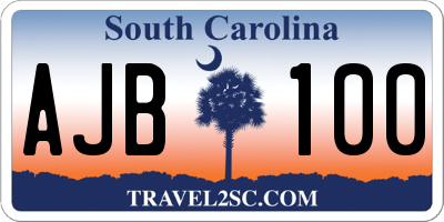 SC license plate AJB100