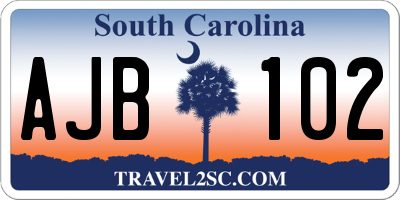 SC license plate AJB102