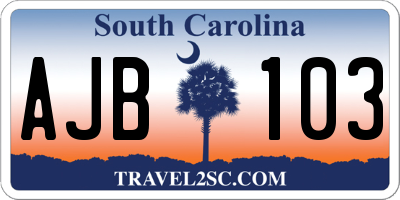 SC license plate AJB103