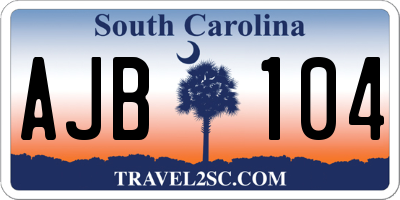 SC license plate AJB104