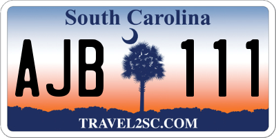 SC license plate AJB111