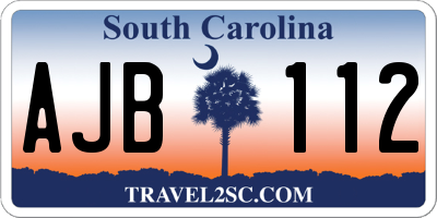 SC license plate AJB112