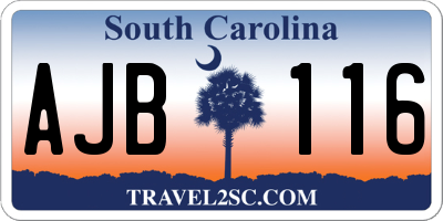 SC license plate AJB116