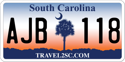SC license plate AJB118