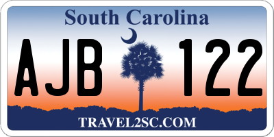 SC license plate AJB122