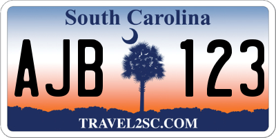 SC license plate AJB123