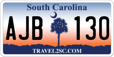 SC license plate AJB130