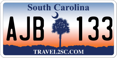 SC license plate AJB133